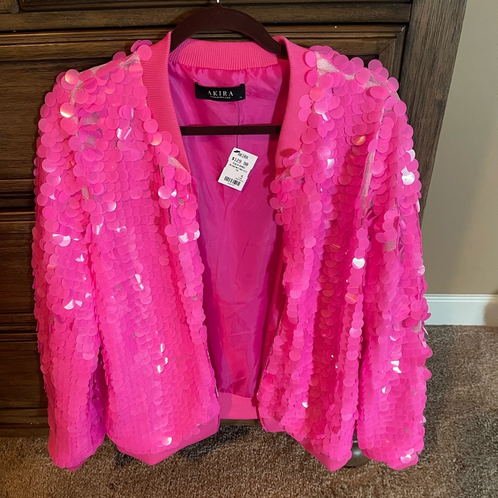 SHAKE SOME ACTION SEQUIN VARSITY BOMBER